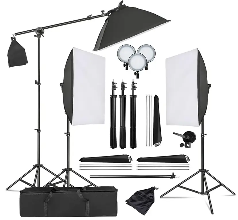 3pcs Softbox Lighting Kit Photography Continuous Lighting System Photo Studio Equipment with 3pcs 45W LED Light for Photo Studio Portrait, Video Shooting